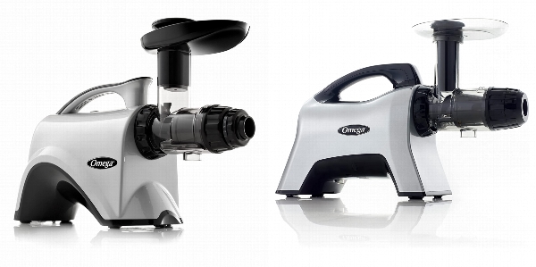 Side by side comparison of Omega NC800HDS and Omega NC1000HDS masticating juicers.