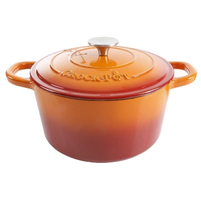 Crock Pot Artisan Round Enameled Cast Iron Dutch Oven, Orange