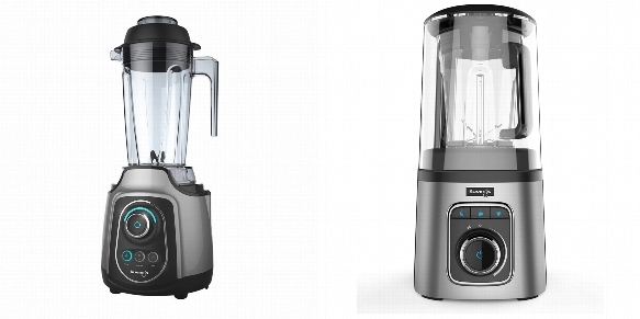 Side by side comparison of Kuvings Power Blender KPB351S and Kuvings Vacuum Sealed Auto Blender SV500S blenders.