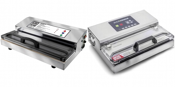 Side by side comparison of Weston Pro-2300 and Avid Armor A100 vacuum sealers.