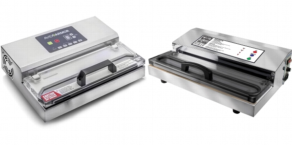 Side by side comparison of Avid Armor A100 and Weston Pro-2300 vacuum sealers.
