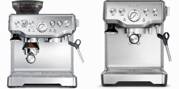 Side by side comparison of Breville Barista Express and Breville Infuser Espresso Machines.