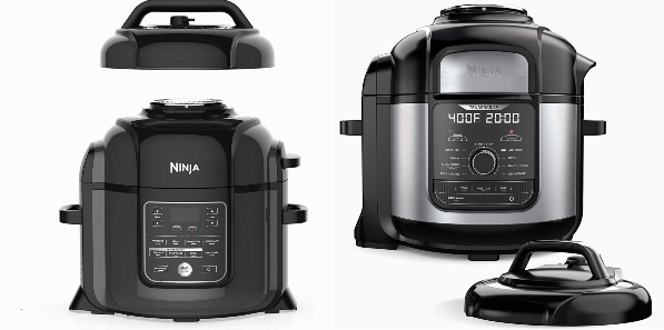 Side by side comparison of Ninja OP401 and Ninja FD401 Foodi cookers.