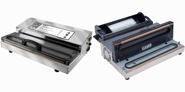 Side by side comparison of Weston Pro-2300 and LEM Products 1253 MaxVac 500 vacuum sealers.