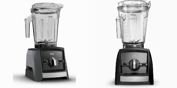 Side by side comparison of Vitamix A2300 and Vitamix A2500 Ascent blenders.