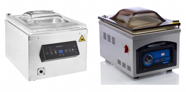 Side by side comparison of PolyScience 300 and VacMaster VP215 vacuum sealers.