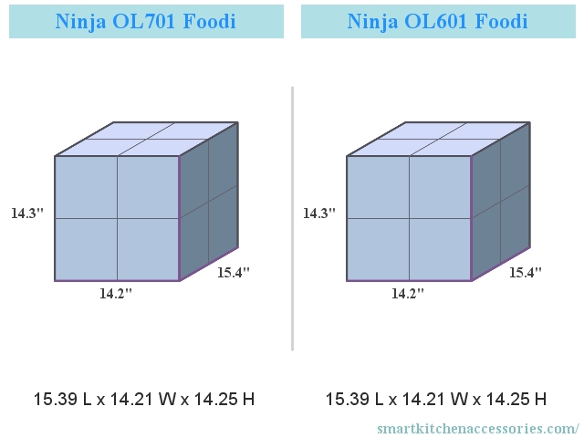 Ninja OL701 Foodi vs Ninja OL601 Foodi Dimensions Compared